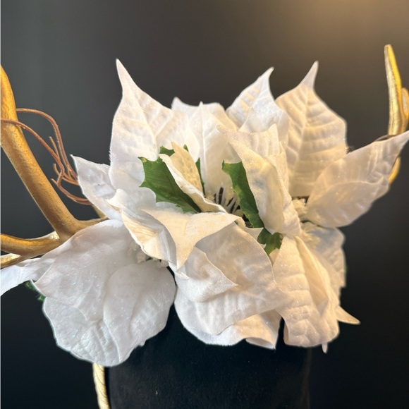 Gold and White Floral Antler Headband - Picture 2 of 3